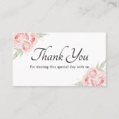 Carte De Placement Élégant Merci Rose rose Mariage floral (Devant)
