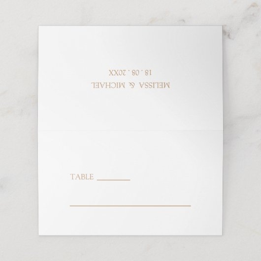 Carte De Placement Élégant minimal moderne Gold Script Mariage Table (Extérieur déplié)
