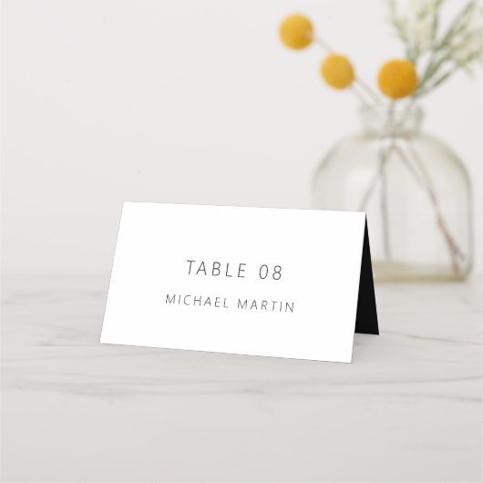 Carte De Placement Elégant minimal noir Mariage table (Dos)