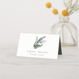 Carte De Placement Élégant minimal Tropical bleu Mariage floral