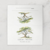 Carte De Placement Elégant minimal vert aquarelle Mariage chêne arbre (Extérieur déplié)