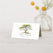 Carte De Placement Elégant minimal vert aquarelle Mariage chêne arbre (Devant)