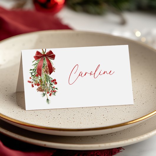 Carte De Placement Elegant Mistletoe Holiday
