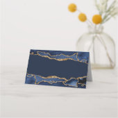 Carte De Placement Elegant & Modern Blue and Gold Agate  (Dos)