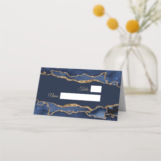 Carte De Placement Elegant & Modern Blue and Gold Agate  (Devant)