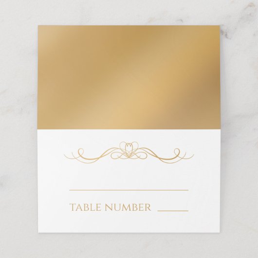 Carte De Placement Elegant Modern Gold Gradient Wedding Name & Table (Extérieur déplié)