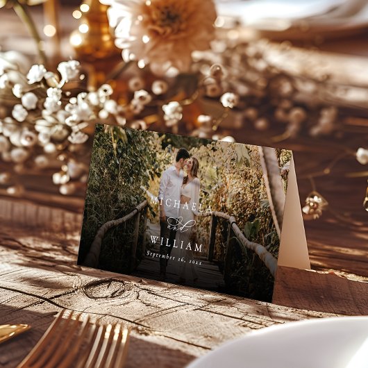 Carte De Placement Élégant Moderne Calligraphie Script Mariage photo