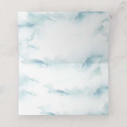 Carte De Placement Elégant moderne Dusty bleu aquarelle Escort (Intérieur déplié)