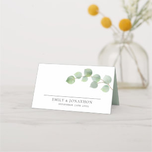 Carte De Placement Elégant moderne Eucalyptus Noms Date Mariage