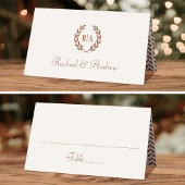 Carte De Placement Élégant Monogram Mariage Terracotta Siège