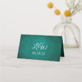 Carte De Placement Élégant Monogramme Mariage vert foncé (Dos)