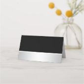 Carte De Placement Élégant Monogramme noir Mariage de coeur d'argent (Dos)