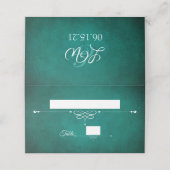 Carte De Placement Élégant Monogramme vert foncé photo Mariage (Extérieur déplié)