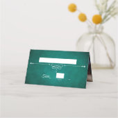 Carte De Placement Élégant Monogramme vert foncé photo Mariage (Devant)