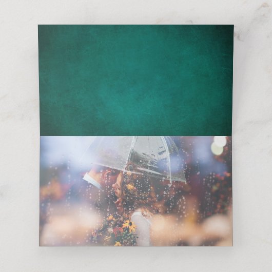 Carte De Placement Élégant Monogramme vert foncé photo Mariage (Intérieur déplié)