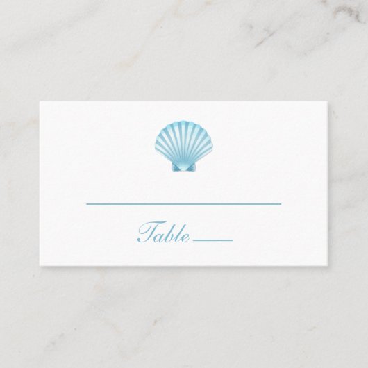 Carte De Placement Elégant Nautique Blue Shell Beach Mariage (Devant)