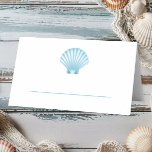 Carte De Placement Elégant Nautique Blue Shell Beach Mariage