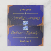 Carte De Placement Elegant Navy et Burning Orange Custom Numéro de ta (Extérieur déplié)