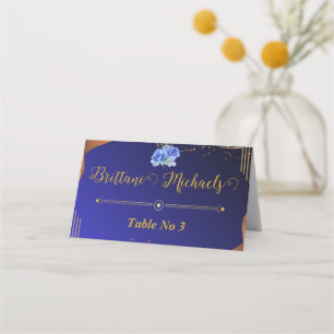 Carte De Placement Elegant Navy et Burning Orange Custom Numéro de ta