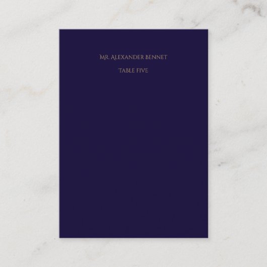 Carte De Placement Elegant Navy Flat Place Card (Devant)