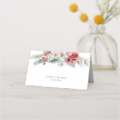 Carte De Placement Élégant Noël Floral Mariage d'hiver (Dos)