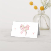 Carte De Placement Élégant Nœud Rose Floral (Dos)