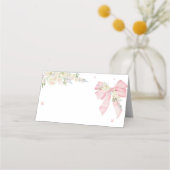 Carte De Placement Élégant Nœud Rose Floral (Devant)