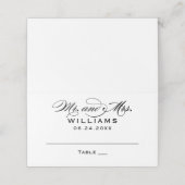 Carte De Placement Élégant noir blanc calligraphie Mariage Monogramme (Extérieur déplié)