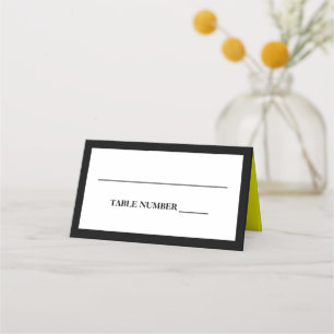 Carte De Placement Élégant noir, blanc et jaune
