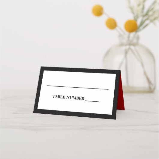 Carte De Placement Élégant Noir, Blanc et Rouge (Devant)