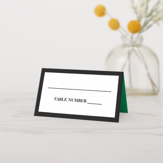 Carte De Placement Élégant noir, blanc et vert Shamrock (Devant)