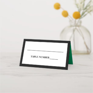Carte De Placement Élégant noir, blanc et vert Shamrock
