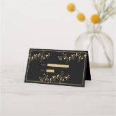 Carte De Placement Élégant noir et or (Devant)