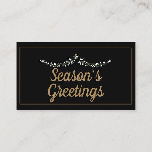 Carte De Placement Élégant Noir & Or Noël (Dos)