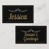 Carte De Placement Élégant Noir & Or Noël (Devant / Derrière)