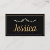 Carte De Placement Élégant Noir & Or Noël (Devant)