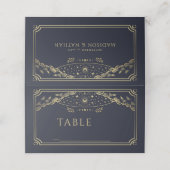 Carte De Placement Elégant or et marine Mariage de la carte de Tarot  (Extérieur déplié)