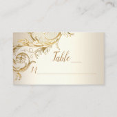 Carte De Placement Élégant or Floral Damask Script Monogramme Mariage (Devant)