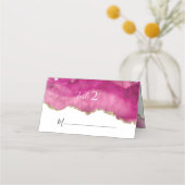 Carte De Placement Elégant Or & Rose Agate Stone Mariage Réception (Devant)