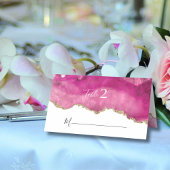 Carte De Placement Elégant Or & Rose Agate Stone Mariage Réception