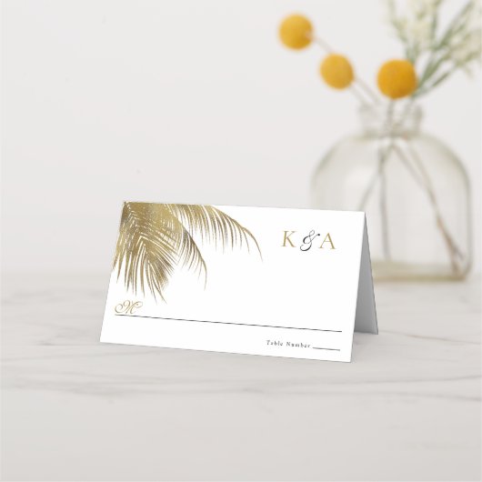 Carte De Placement Elégant Palm Tree Plage Tropical Mariage (Devant)