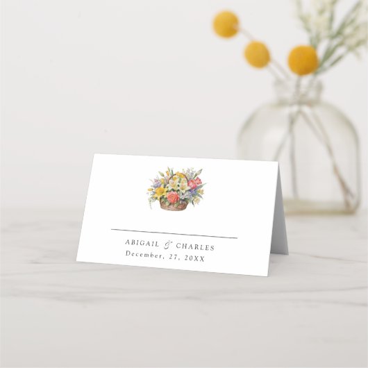 Carte De Placement Élégant panier fleur sauvage Boho (Devant)
