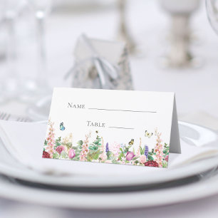 Carte De Placement Élégant Papillons floraux violets roses