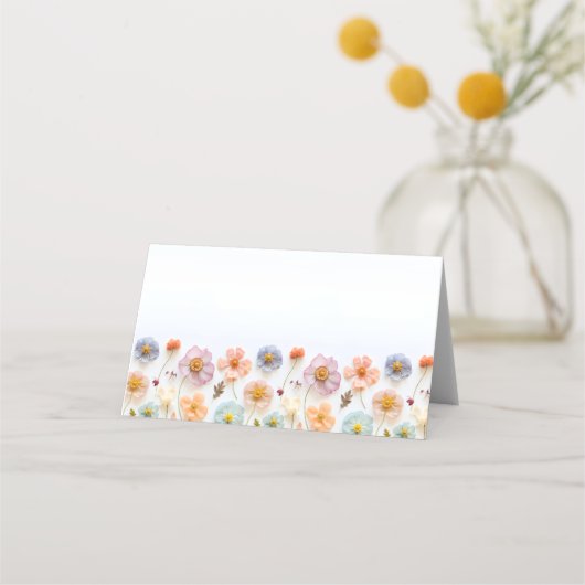 Carte De Placement Élégant Pastel Pink Boho Fleur sauvage Mariage (Devant)