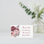 Carte De Placement Elégant Peony Aquarelle Bourgogne Floral Mariage (Debout devant)