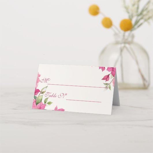 Carte De Placement Elegant Pink Floral Watercolor Wedding (Devant)