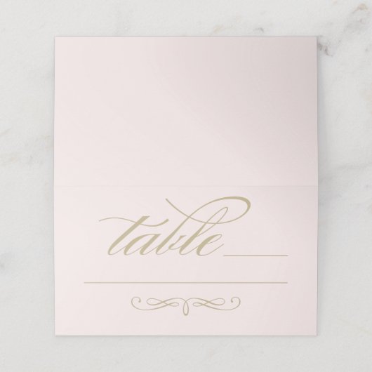 Carte De Placement Elégant Pink Gold Calligraphy Script Mariage Table (Extérieur déplié)