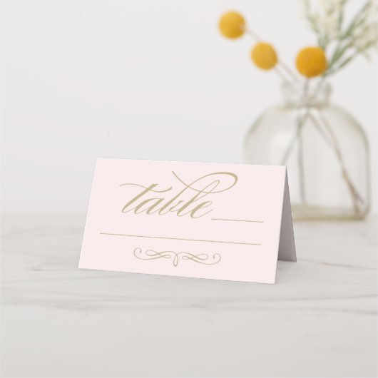 Carte De Placement Elégant Pink Gold Calligraphy Script Mariage Table (Devant)