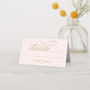 Carte De Placement Elégant Pink Gold Calligraphy Script Mariage Table