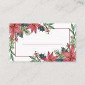 Carte De Placement Élégant Poinsettia Mariage de Noël rouge hiver (Devant)